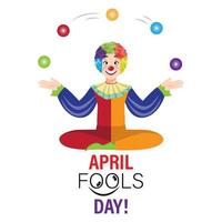 Cartoon character with april fools day performance clown explosive on white background. colorful desing. vector illustration