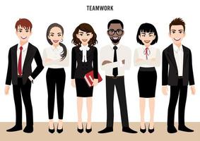 Cartoon character with business team set or leadership concept people. Vector illustration in cartoon style.