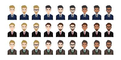 Businessman cartoon character head set. Handsome business man in office style on white background. Flat vector illustration