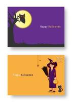 Happy Halloween party with cartoon character in Halloween costume . Flat icon design vector illustration.