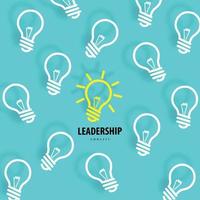 Leadership concept with paper art, abstract, light lamp, line icon paper cut style vector