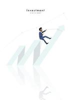 Investment concept of businessman climbing to top of the arrow on white background vector