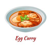 Egg curry is delicious and famous appetizer of Halal in colored gradient design icon vector