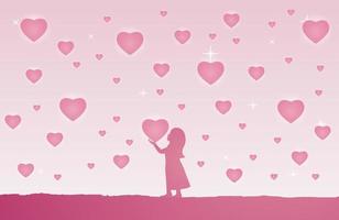 girl touching heart,concept art mean love come on and we are around with them vector