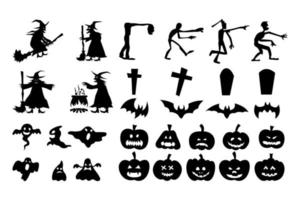 collection of Halloween silhouette vector