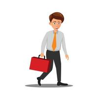 flat design of cartoon character of man goes to workplace vector