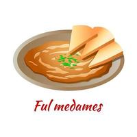 ful medames es una comida deliciosa y famosa de halal en un icono de diseño degradado de color vector