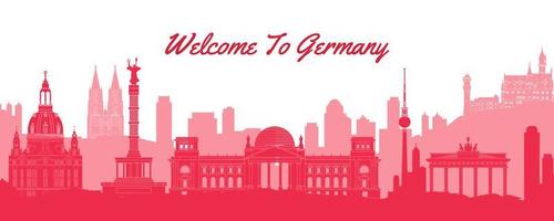 famous landmark of Germany,travel destination with silhouette classic design vector