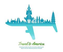 America landmarks and part of another side look like plane symbol by concept art vector