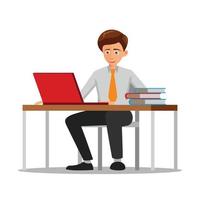 flat design of cartoon character of office man working vector