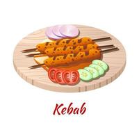 Kebab is delicious and famous food of Halal in colored gradient design icon vector