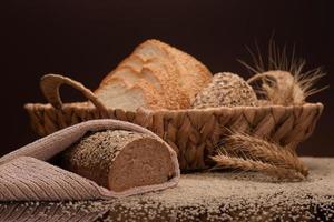 bread in a wicker basket photo