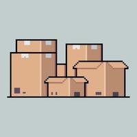 Box, Package, Carton, Product And Parcel Pixel Art. Icon Design Pixel Art. Illustration Pixel Art. Vector Pixel Art