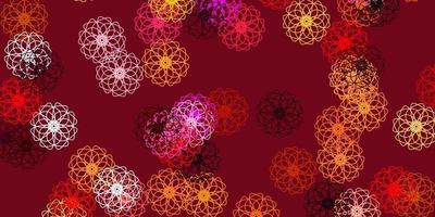 Light Red, Yellow vector doodle pattern with flowers.