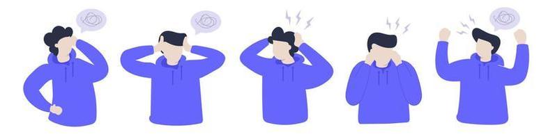 illustration of the scene of a man wearing a sweater with panic expression vector