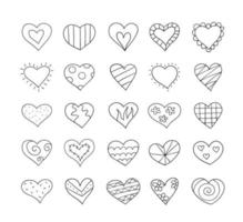 Valentine day doodle hearts set. Doodle sketch. Hand drawn linear illustration. vector