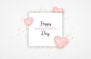 Valentines day holiday gift card. Red and pink 3d heart. Romantic background vector