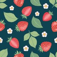 Seamless pattern of fresh strawberry background. Used for magazine, book,card, menu cover, web pages. vector