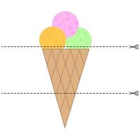 Vector illustration. A game for children of preschool age. Cut the picture into pieces. Fold in the right order. Mosaic. ice cream cone