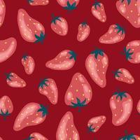 Seamless pattern of fresh strawberry background. Used for magazine, book,card, menu cover, web pages. vector