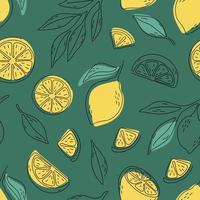 Citrus lime lemon doodle hand drawn pattern background wallpaper fabric texture Citrus fruit background. Perfect for textile wallpaper posters vector