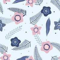 Seamless pattern with flowers and leaves. Creative floral texture. Great for fabric, textile Vector Illustration