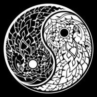 patrón de arte tailandés forma de yin yang en blanco y negro vector