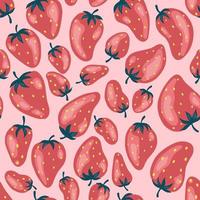 Seamless pattern of fresh strawberry background. Used for magazine, book,card, menu cover, web pages. vector