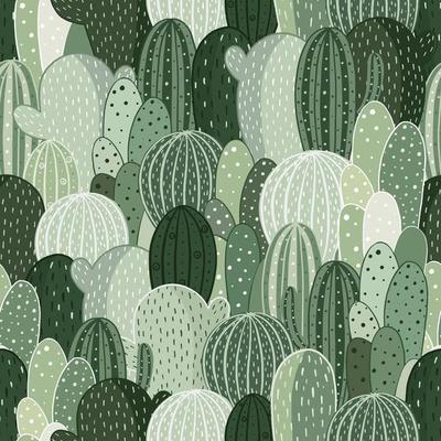 Seamless pattern with cactus in cartoon style. Wallpaper, textiles, wrapping paper, apparel.