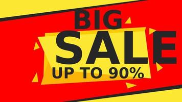 Big sale banner with yellow and red background. Special offers. 90 percent. Templates in flat style. vector