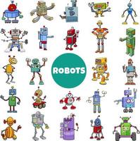 cartoon robots and androids characters big set vector