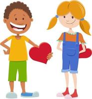 cartoon girl and boy characters on Valentines Day vector