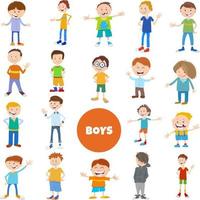 cartoon kid and teen boys characters large set vector