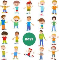 cartoon elementary age and teen boys characters big set vector