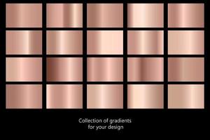 Vector set of colorful rose gold metal gradients.