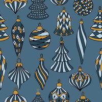 Christmas and Happy New Year seamless pattern with Christmas decorations. vector