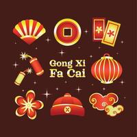 conjunto de plantillas de iconos de gong xi fa cai vector