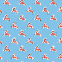 Seamless pattern with orange deer and hearts on blue background vector