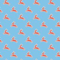 Seamless pattern with orange deer and hearts on blue background vector