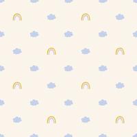 Seamless pattern with cute rainbows and clouds vector