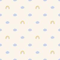 Seamless pattern with cute rainbows and clouds vector