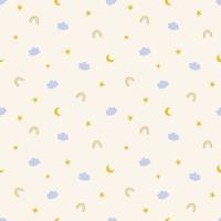 Seamless pattern with cute rainbows and clouds