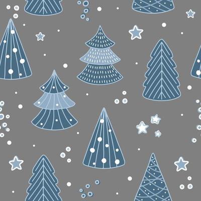 Holiday Seamless Pattern with Christmas tree. Xmas winter background