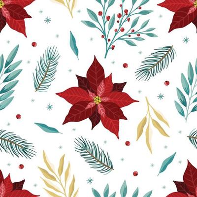 Christmas and Happy New Year seamless pattern with Christmas decorations.