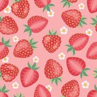 Seamless pattern of fresh strawberry background. Used for magazine, book,card, menu cover, web pages. vector