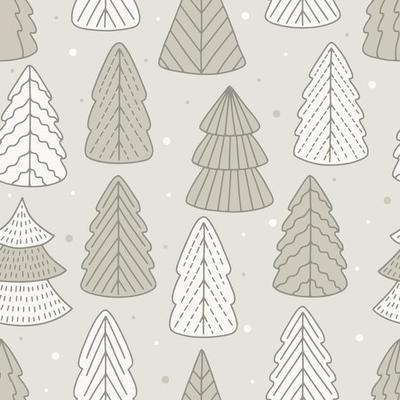 Holiday Seamless Pattern with Christmas tree. Xmas winter background