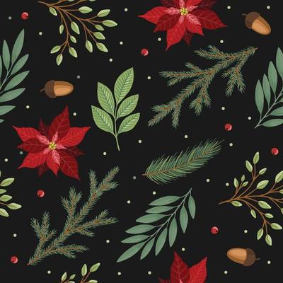 Christmas and Happy New Year seamless pattern with Christmas decorations.