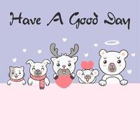 Group of cute kawaii animals with say have a good day background wallpaper cover banner