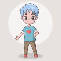 Cartoon cute little boy posing vector