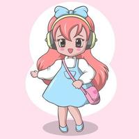 Cute elementary school girl with bag vector